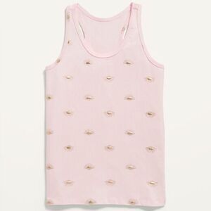 Old Navy size medium Light Pink racerback Tank Top with Gold Sunburst Pattern